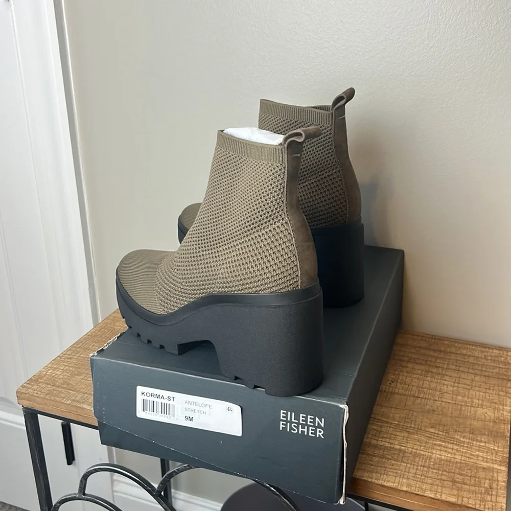 Eileen Fisher Korma Bootie Antelope Stretch Size 9M New In Box